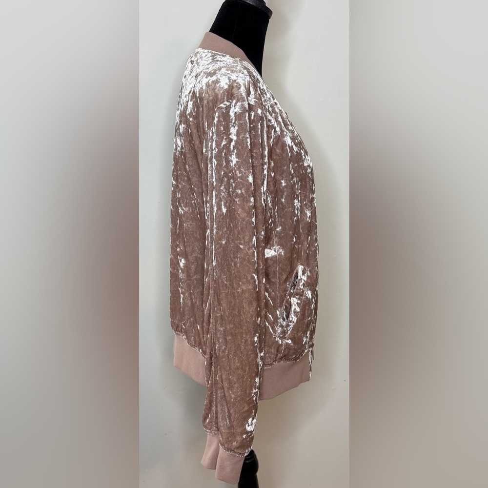 Sanctuary light pink crushed velvet girly feminine jacket coat full zip med EUC - Picture 3 of 11